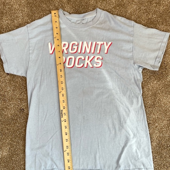 Baby Blue Virginity Rocks Women's SZ M graphic Tee shirts in excellent condition - Picture 4 of 8